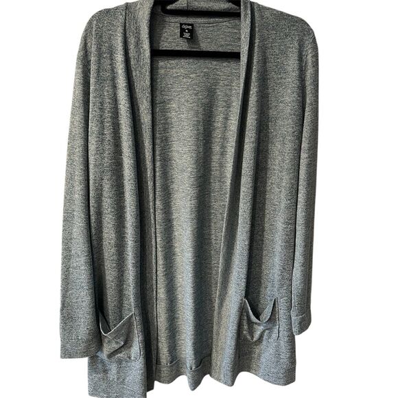 City Streets Open Front Cardigan Womens XL Knit Long Sleeve Pockets Blue Minimal - Picture 1 of 6